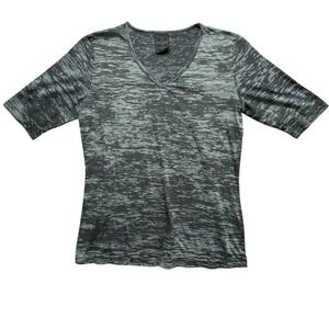 Sledgusa USA Women's M V Neck Distressed Semi Sheer Heathered Shirt Top Y2K Goth